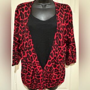 Red Leopard Print Cardigan⭐️NWT⭐️